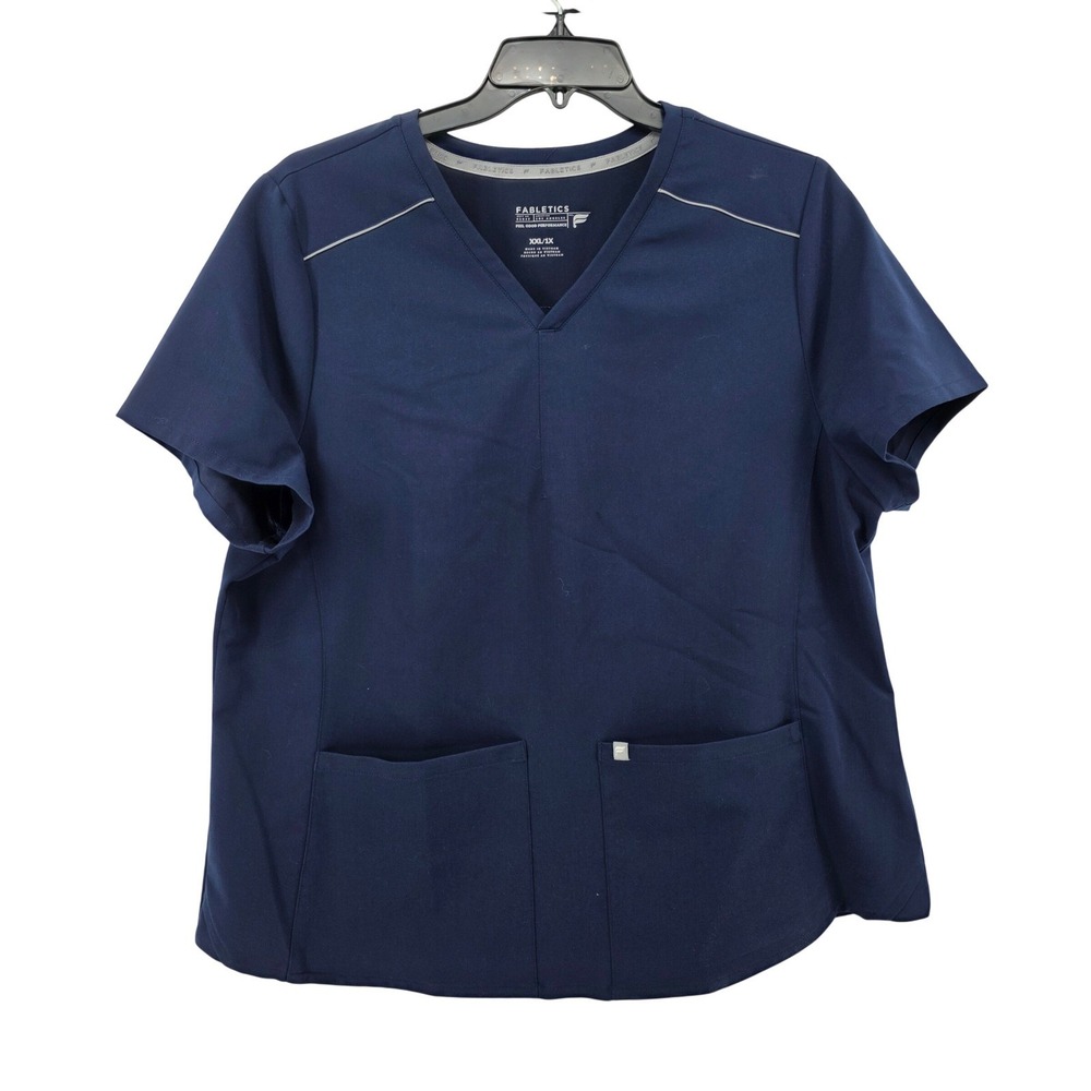 Fabletics Feel Good Performance Medical Workwear Navy Scrub Top Womens XXL/1X